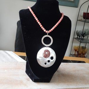 Dominique Dinouart Designs Sterling Silver Gemstone Pendant w/Beaded Necklace